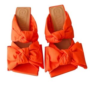 Ganni NWT Orange Bow Knot Heels Sz 36